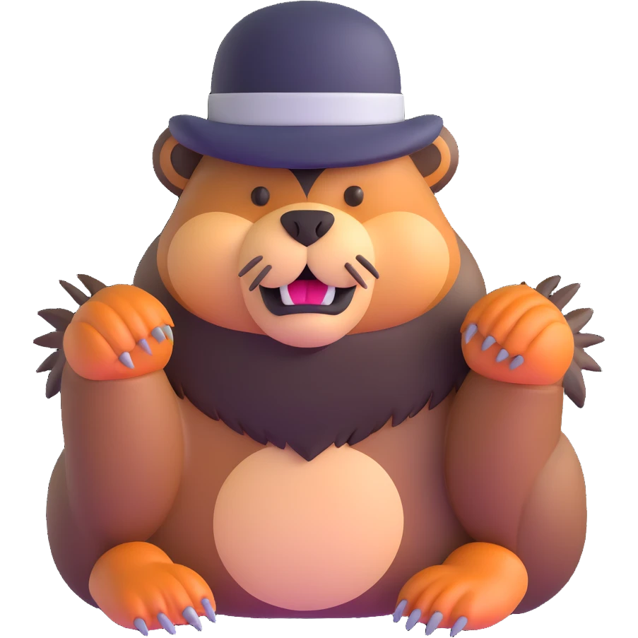 brutal beaver with a black beard emoji