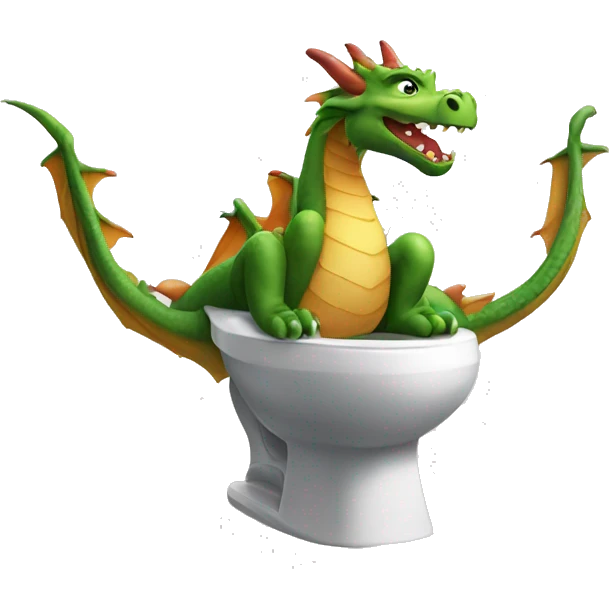 A dragon sitting on a toilet emoji