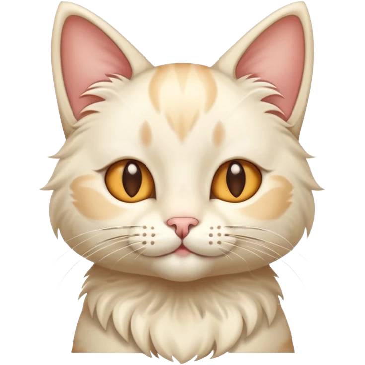 cream cat with different ears: right ear is straight, left ear is loosely folded  emoji