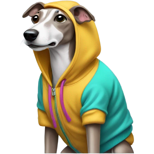 Whippet wearing a hoodie emoji