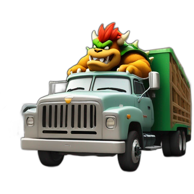 Bowser qui aspire une ville américaine cliché dans un camion emoji