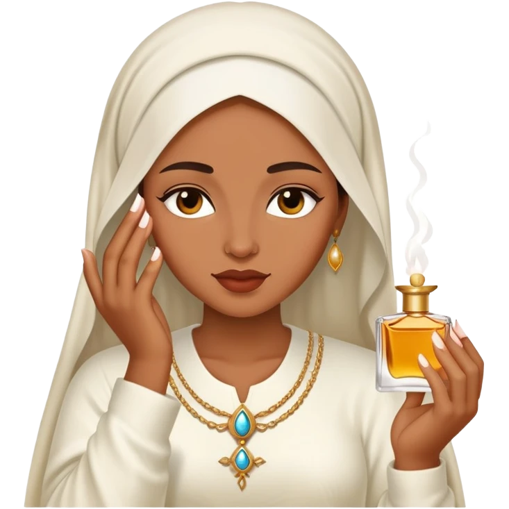 medium skinned Biblical woman anoints with perfume, no jewelry emoji