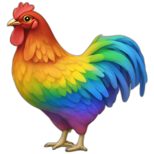 Une poule arc-en-ciel emoji