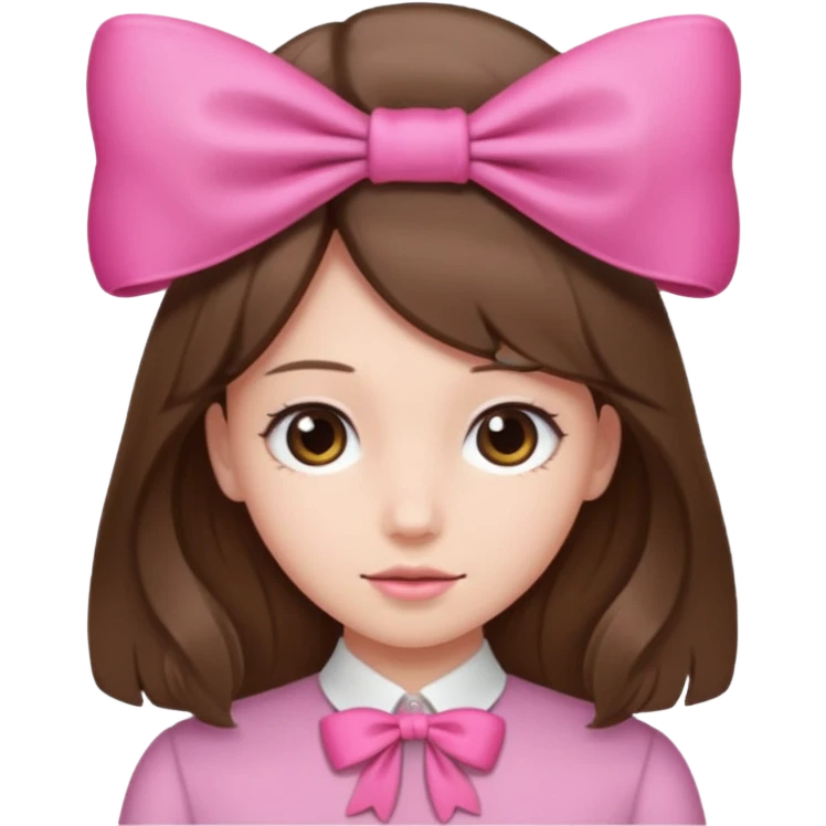 brown open hair from behind with a pink bow emoji
