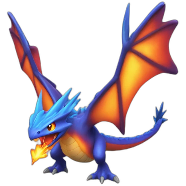 Dracaufeu pokemon ailes déployer crache une flamme emoji