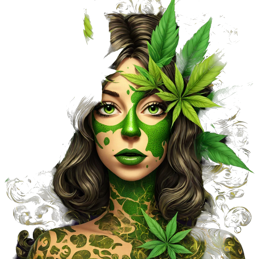 girl with green lips portrait emoji