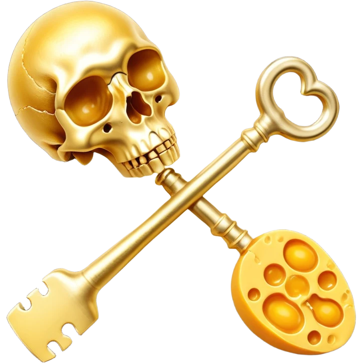 K2-rich foods (cheese, egg yolk, natto) transforming into golden keys that unlock bone structures, guiding glowing calcium particles to strengthen the skeleton. The keys simultaneously block calcium from entering arteries, showing how vitamin K2 acts as a wise guardian of calcium distribution. emoji