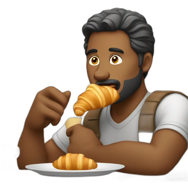 man eating a croissant  emoji