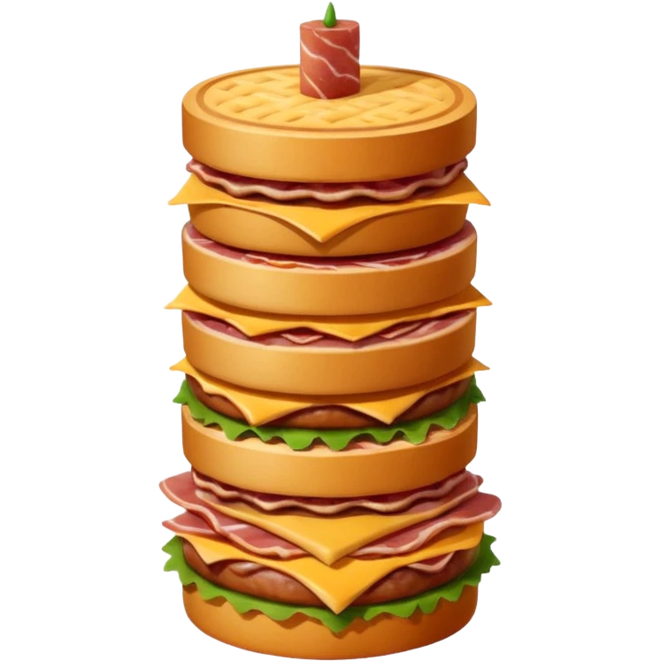 A savory food tower built from stacked meats emoji