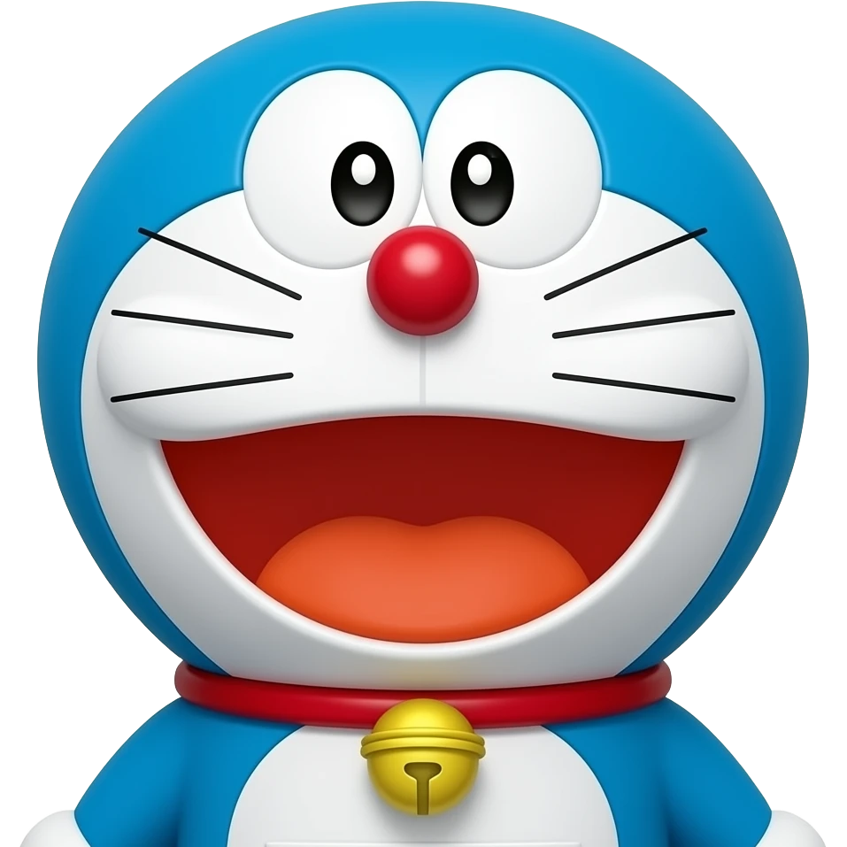 làm thành doraemon, bỏ kính, thêm cái mũi hình tròn màu đỏ emoji