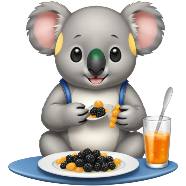 Koala eating caviar on airplane emoji