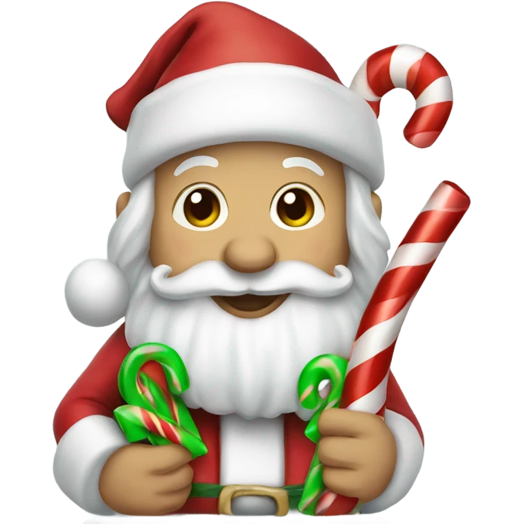 Santa eating a candy cane emoji