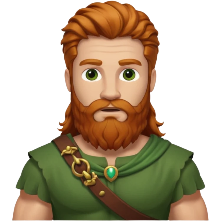 Hercules, Hero God from Rome Mythology with long ginger hair and beard, green and brown outfit emoji