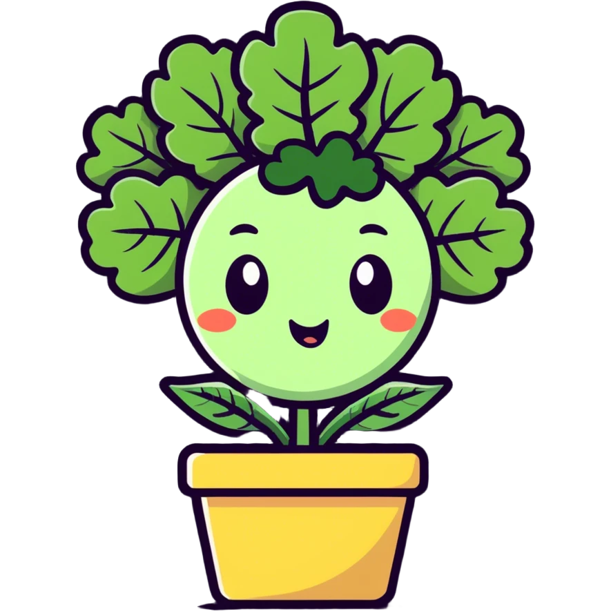 Stressed out, kale plant with cartoon face emoji