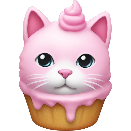 pink cat with white dollop of frosting on its head emoji
