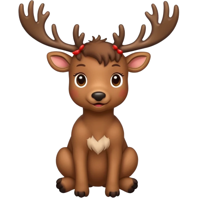 reindeer baby  cute, full body , gifts stuck in horns emoji