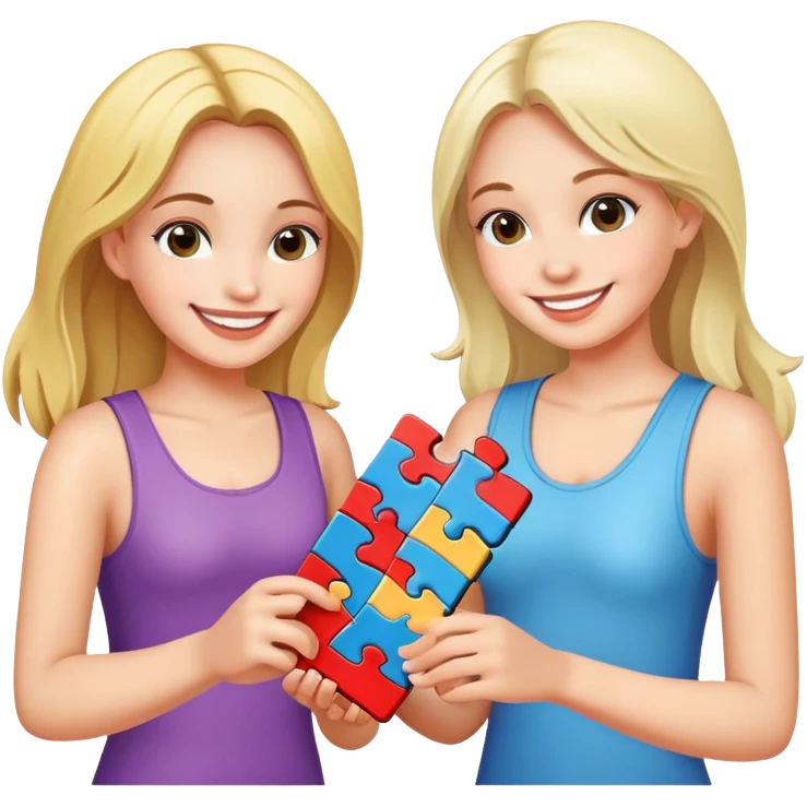 Two girls puzzles emoji