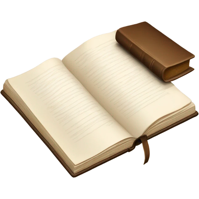 brown book with pen emoji