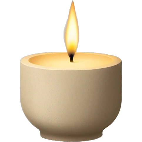 candle in beige concrete ridged vessel emoji