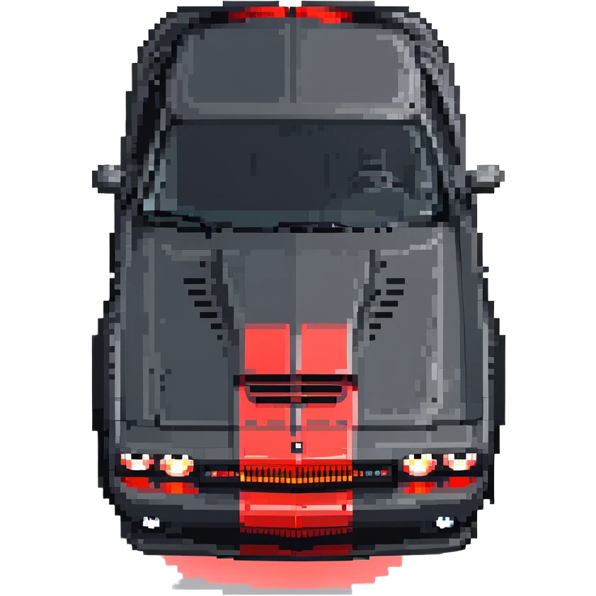 black Dodge Challenger with red front lights emoji
