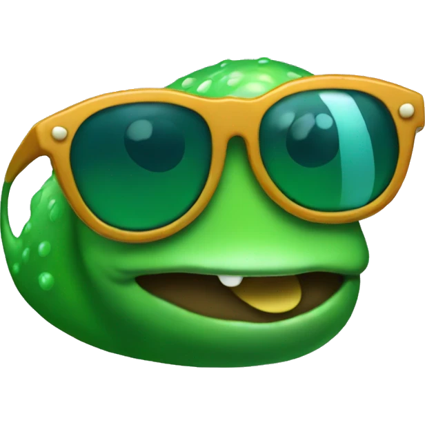 a slimy green slug wearing sunglasses emoji