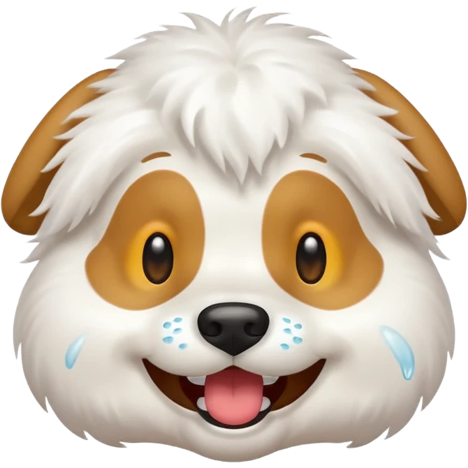 Create a very much laughing dog emoji with tears in his eyes emoji