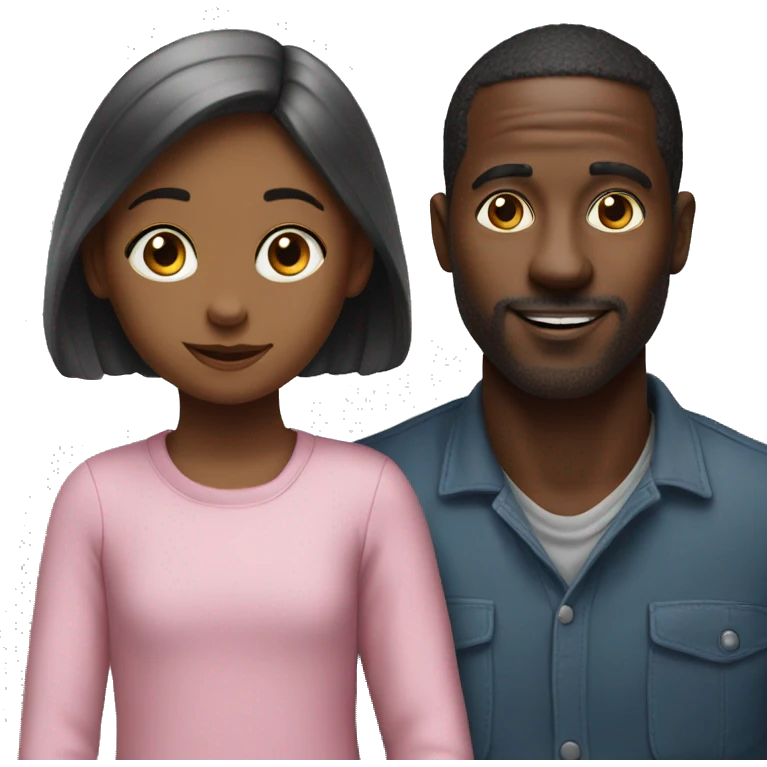 Black man pencil with Withe little girl emoji