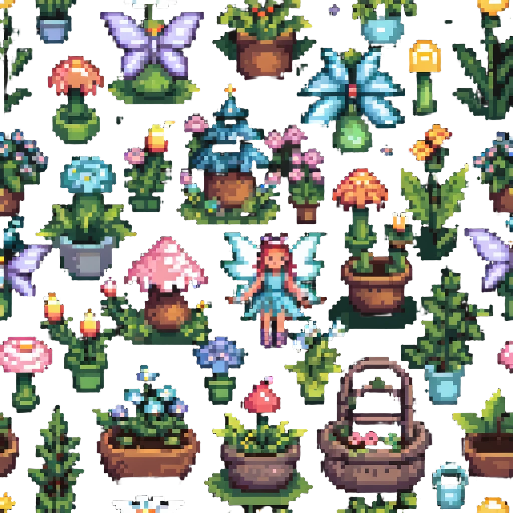 magical fairy garden with glowing flowers and sparkles emoji
