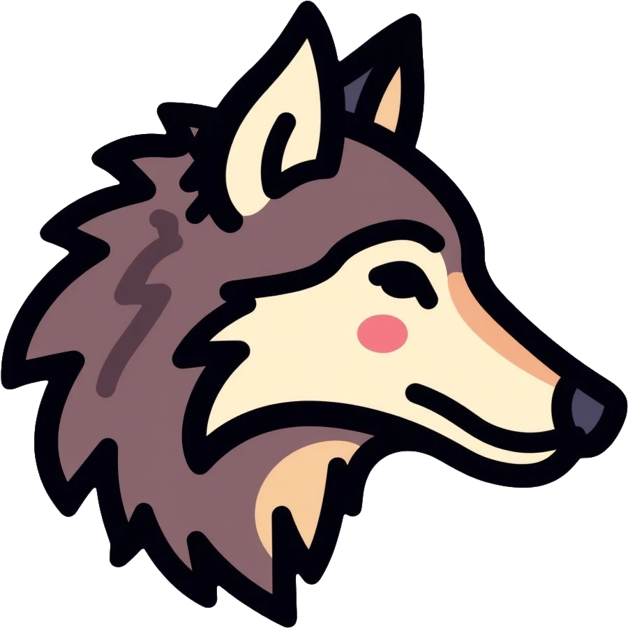 wolf profile, side view of wolf head emoji