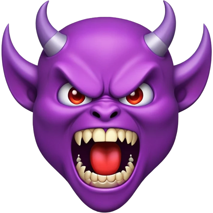 purple devil emoji yelling with mouth open  emoji
