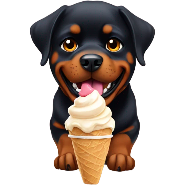 Rottweiler eating ice cream  emoji