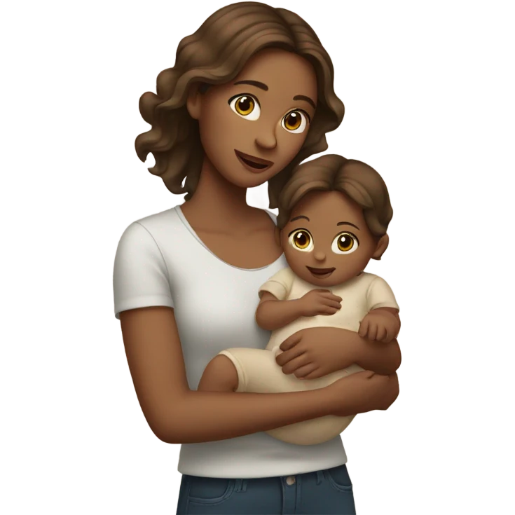 Brown hair white Girl with baby emoji