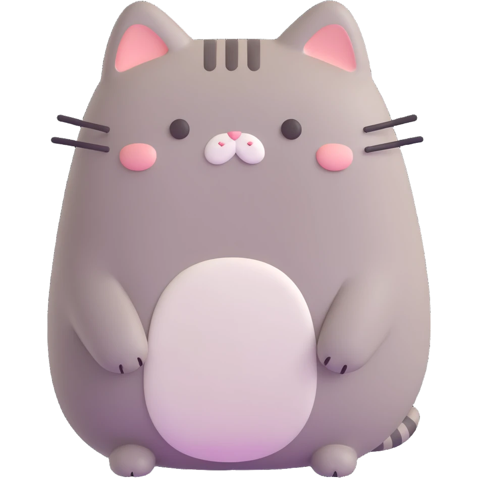 pusheen cat frowning with a single tear, 3D style, soft lighting emoji