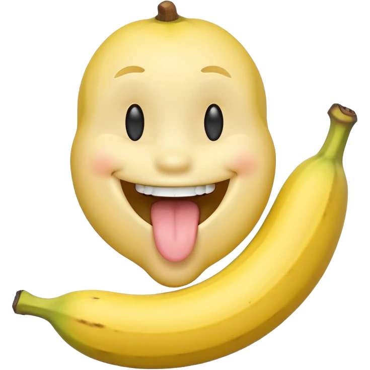 a classic smiley face that holding a banana. Half of the banana is in his mouth and he suck it with his tongue emoji