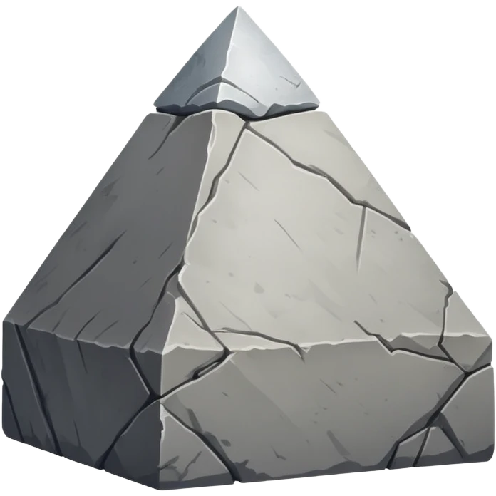 Single pyramid rock block, stone texture, triangular shaped rock emoji