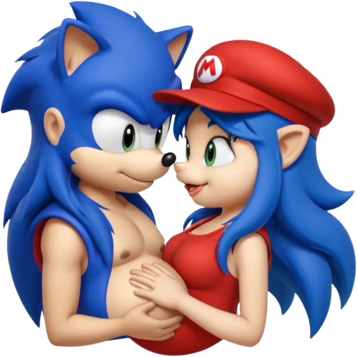 pregnant sonic kissing mario emoji