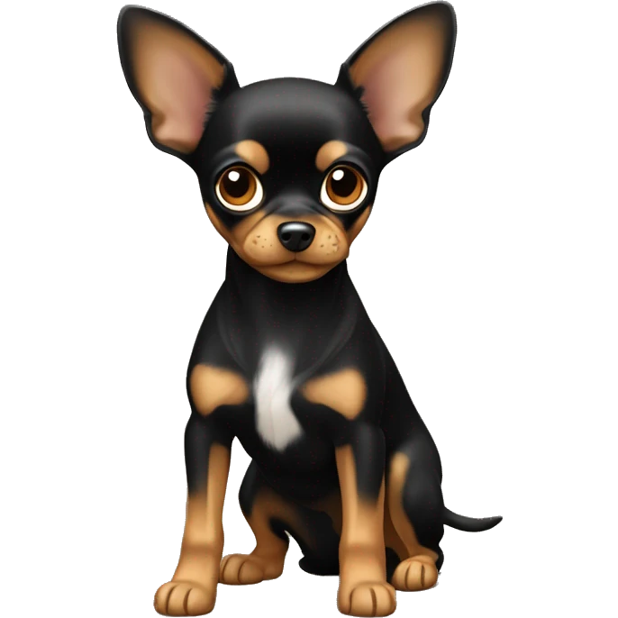 full- body Russian Toy Terrier with tan markings (black and tan coat) emoji