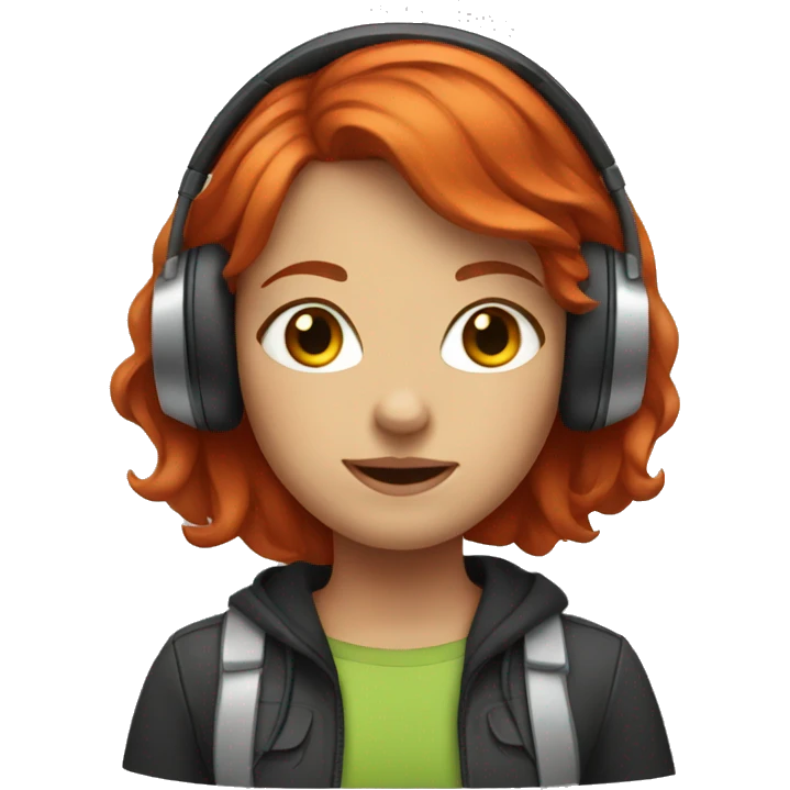red-haired girl with headphones emoji