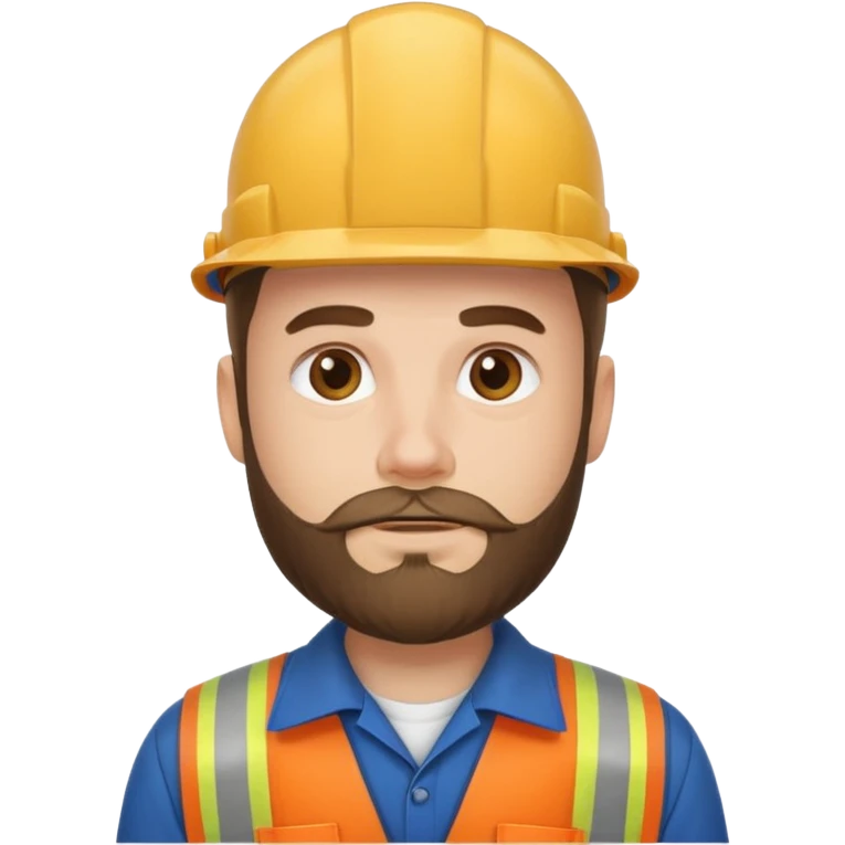 white men with beard wear worker's uniform emoji