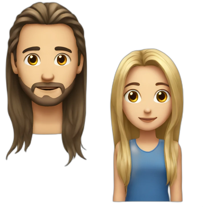 Men with Long hair and girl emoji