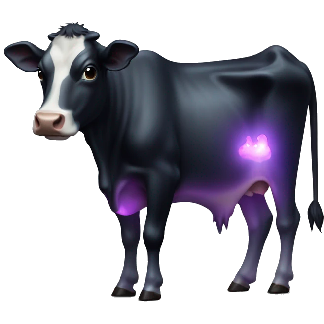 Dark iridescent cow glowing emoji