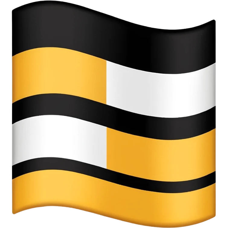 a tricolor flag with three equal horizontal bands of black, white and gold. emoji