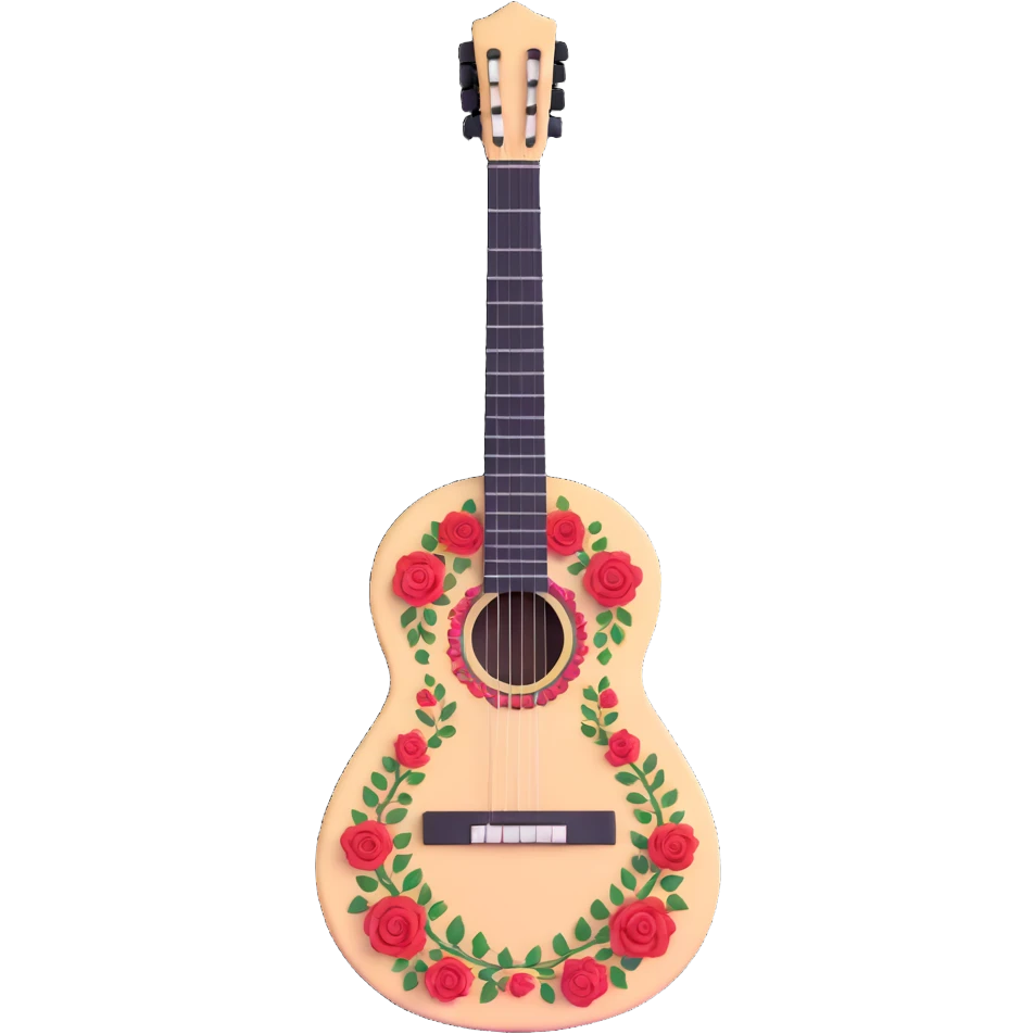 white classical Spanish guitar with intricate rosette designs emoji