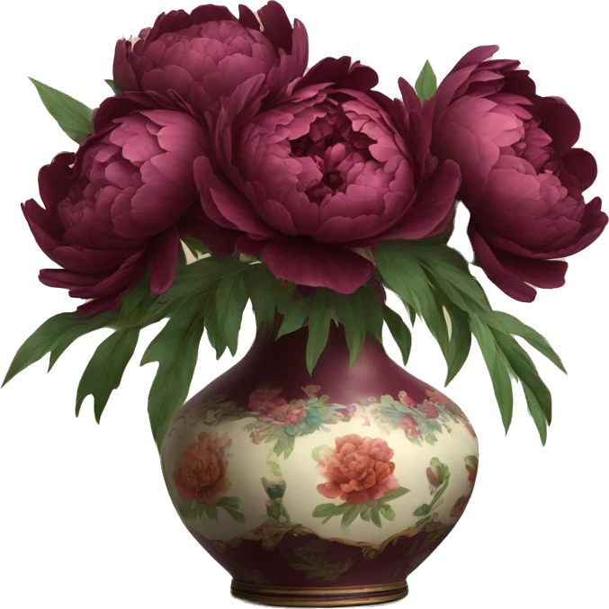 burgundy peonies in a vintage vase emoji