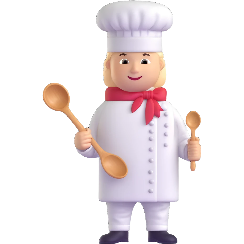 professional chef holding a large spoon emoji