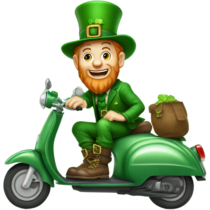 leprechaun on a scooter ￼ emoji