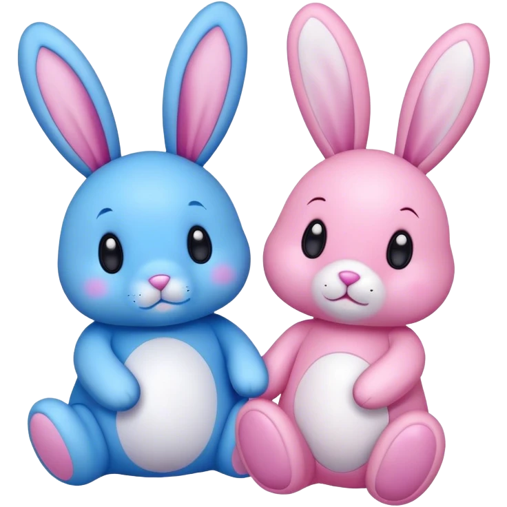 2 plushy bunny’s one blue on pink emoji