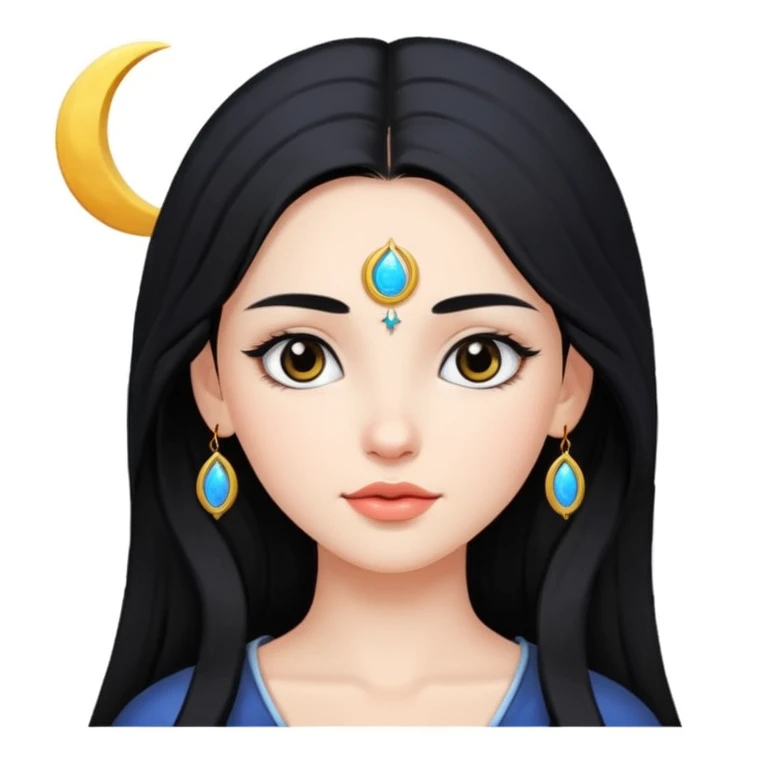 چهره ی دختری زیبا با نشانه ی ماه روی پیشانی emoji