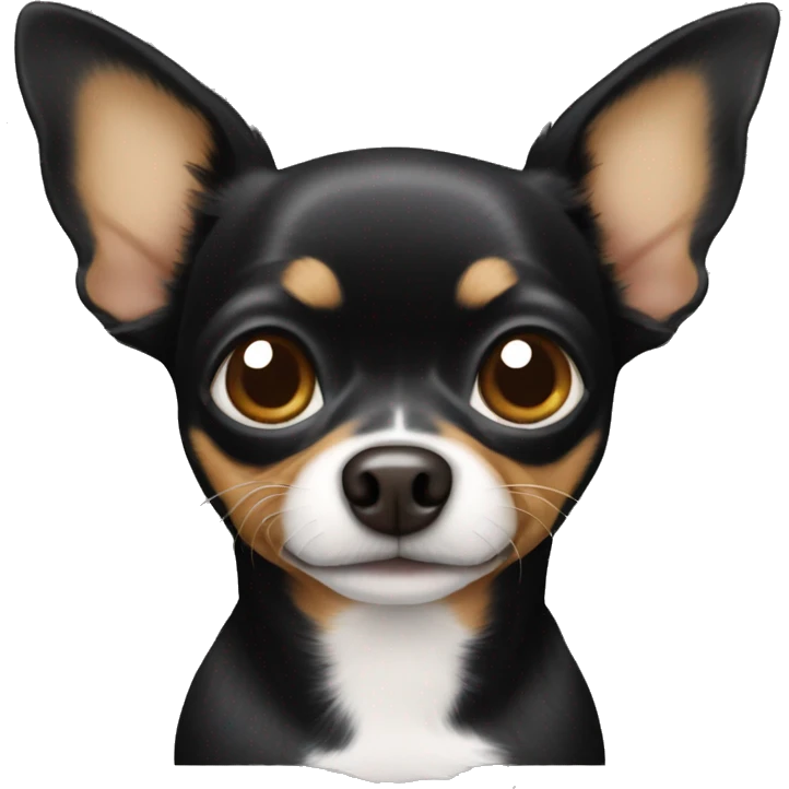 Black chihuahua with curly tail and brown eyebrows emoji