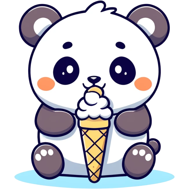 Panda eating ice cream emoji